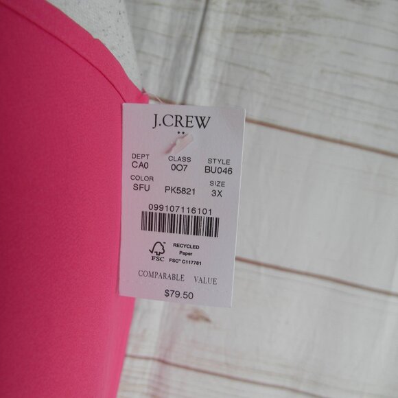 NWT J.CREW PINK CHIFFON V-NECK SHORT SLV OFFICE CAREER BLOUSE SZ 3X - Picture 3 of 4